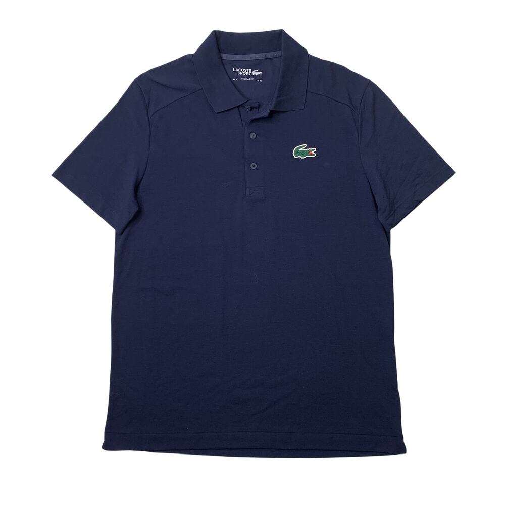 Lacoste Sport Shirt Mens XL Navy Regular Fit Crocodile Logo Short Sleeve Golf